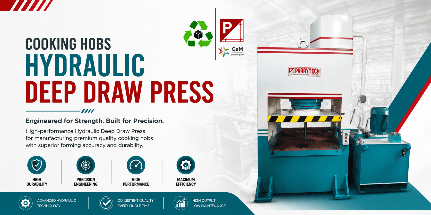 Parrytech Hydraulics Cooking Hobs Hydraulic Deep Draw Press