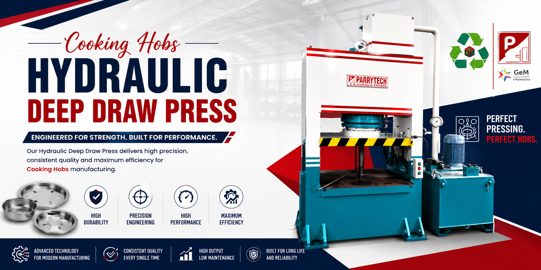 Parrytech Hydraulics Cooking Hobs Hydraulic Deep Draw Press