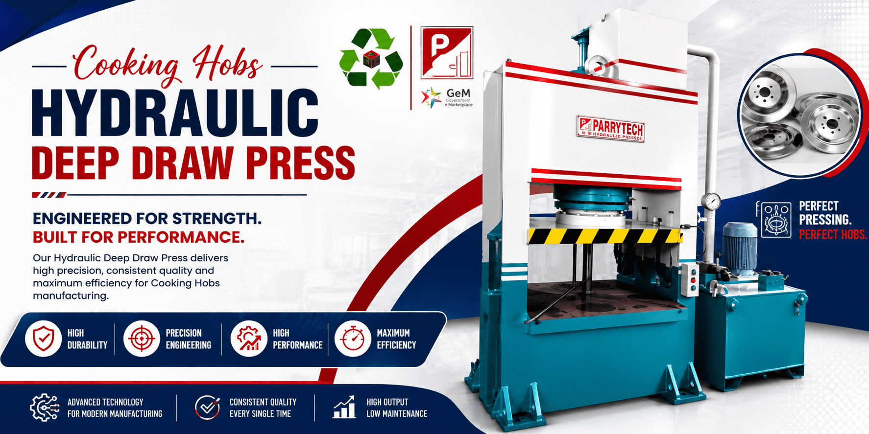 Parrytech Hydraulics Cooking Hobs Hydraulic Deep Draw Press