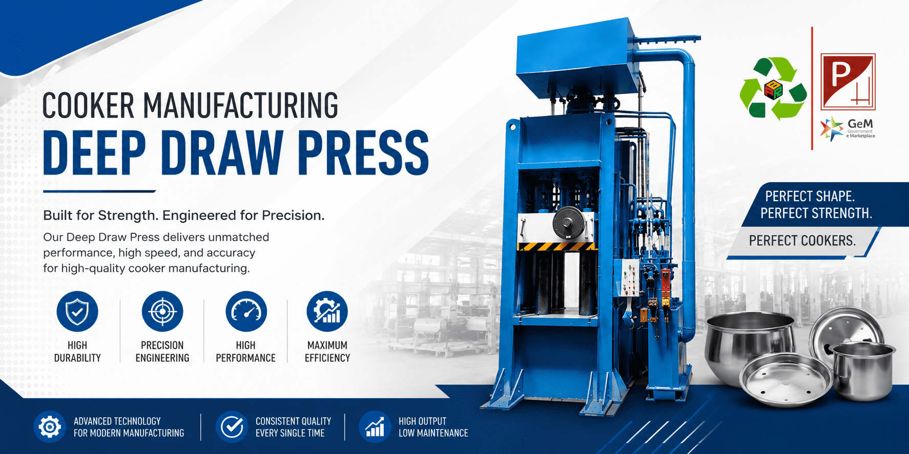 Parrytech Hydraulics Cooker Manufacturing Deep Draw Press