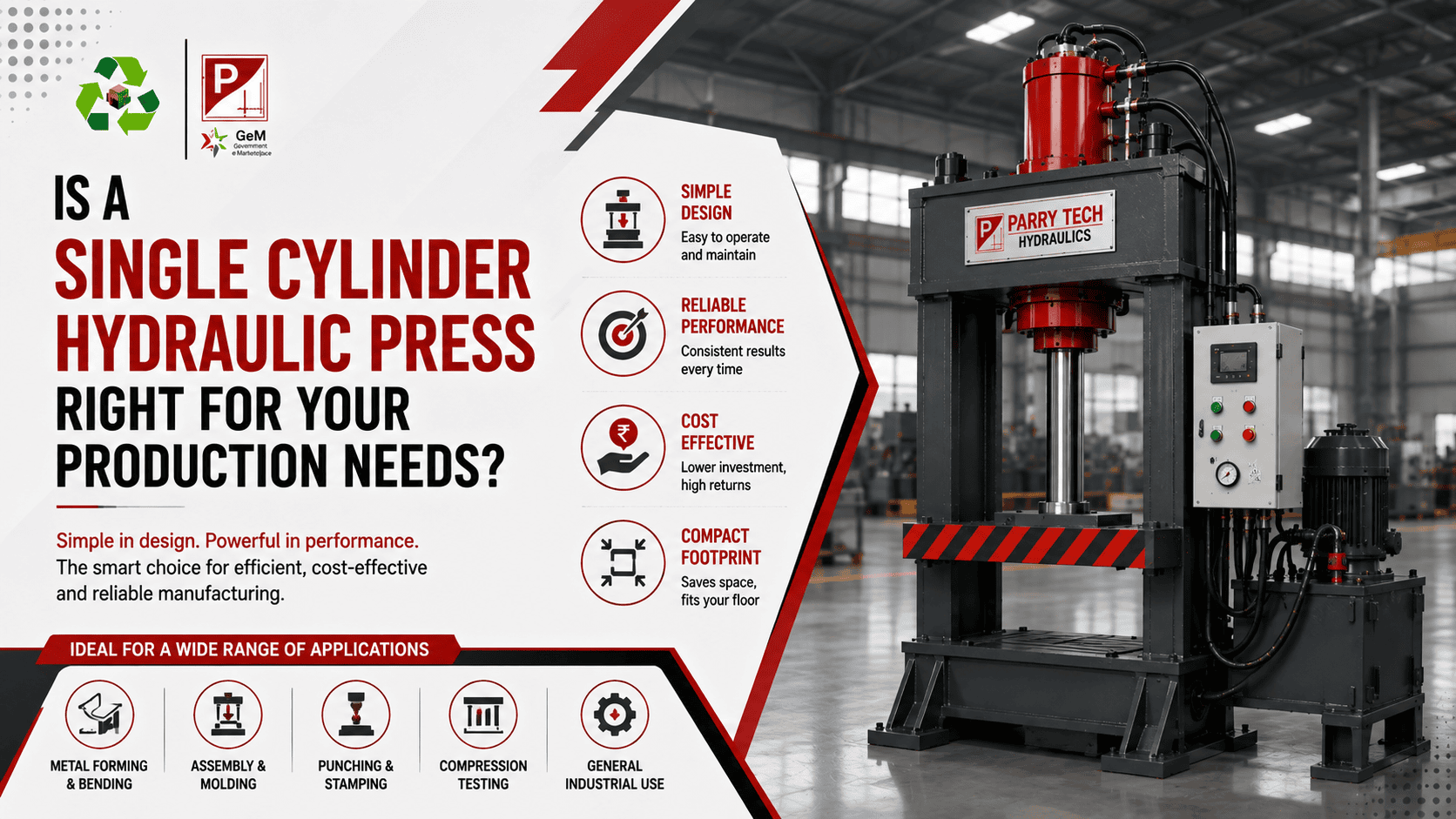 Single Cylinder Hydraulic Press in Delhi
